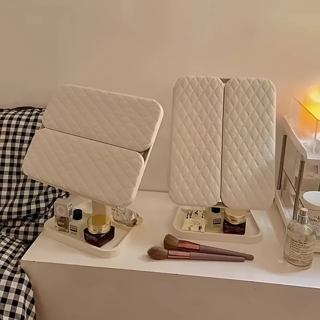 Espejo De Maquillaje Triple Iluminado