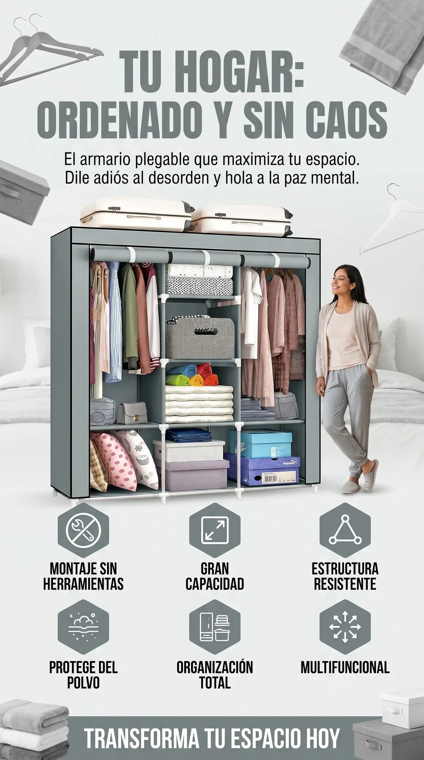 Armario Armable - Tu ropa organizada, lista y sin polvo