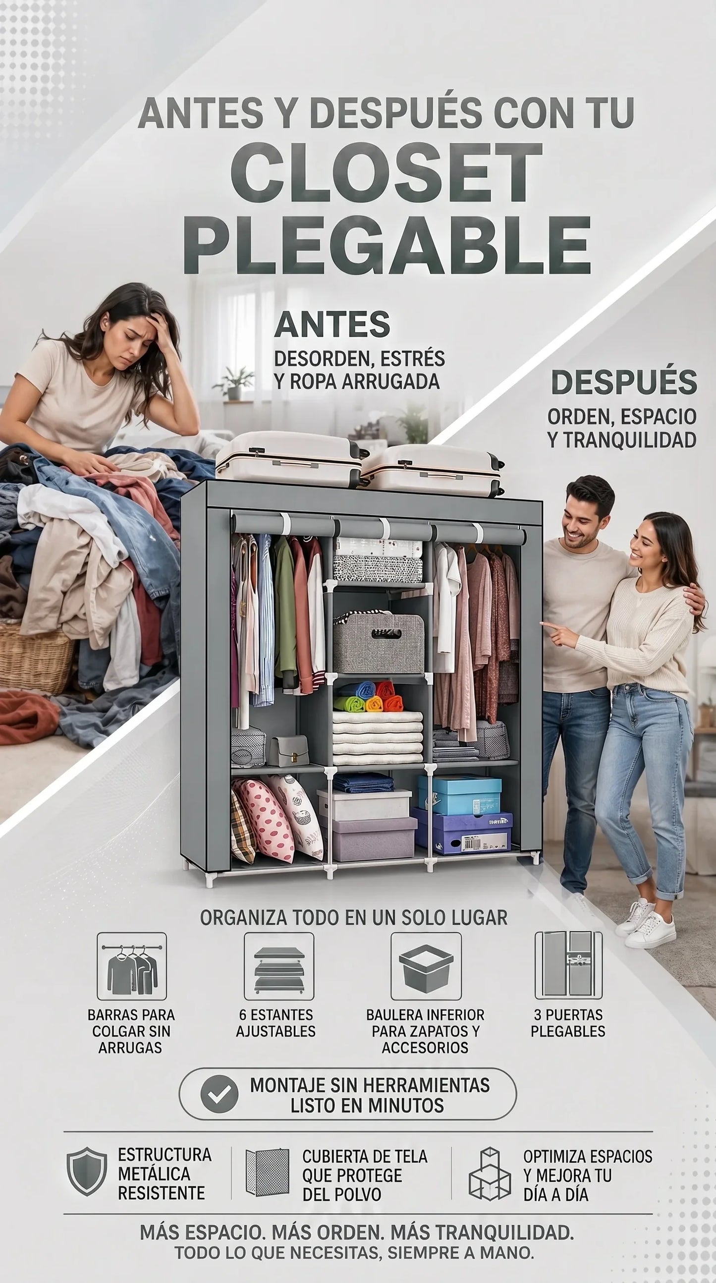 Armario Armable - Tu ropa organizada, lista y sin polvo