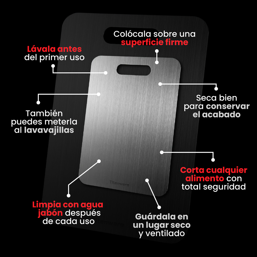 Tabla de cortar de acero inoxidable Titanware™