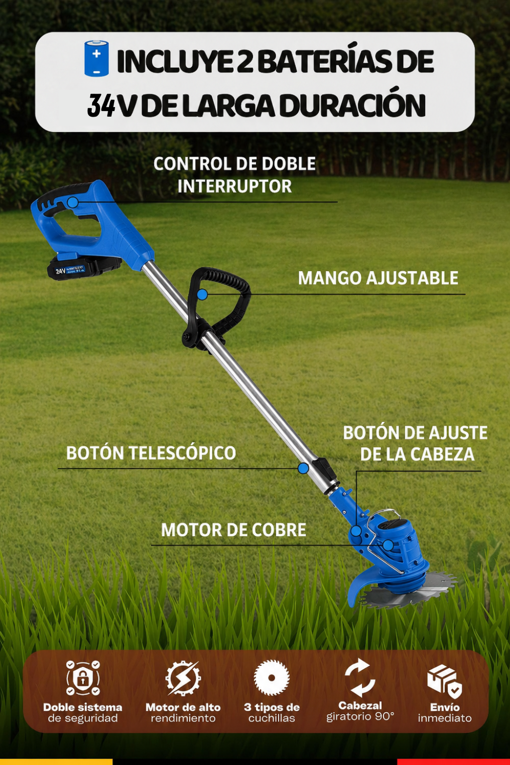 EcoBlade Master - 3 cuchillas, un jardín impecable