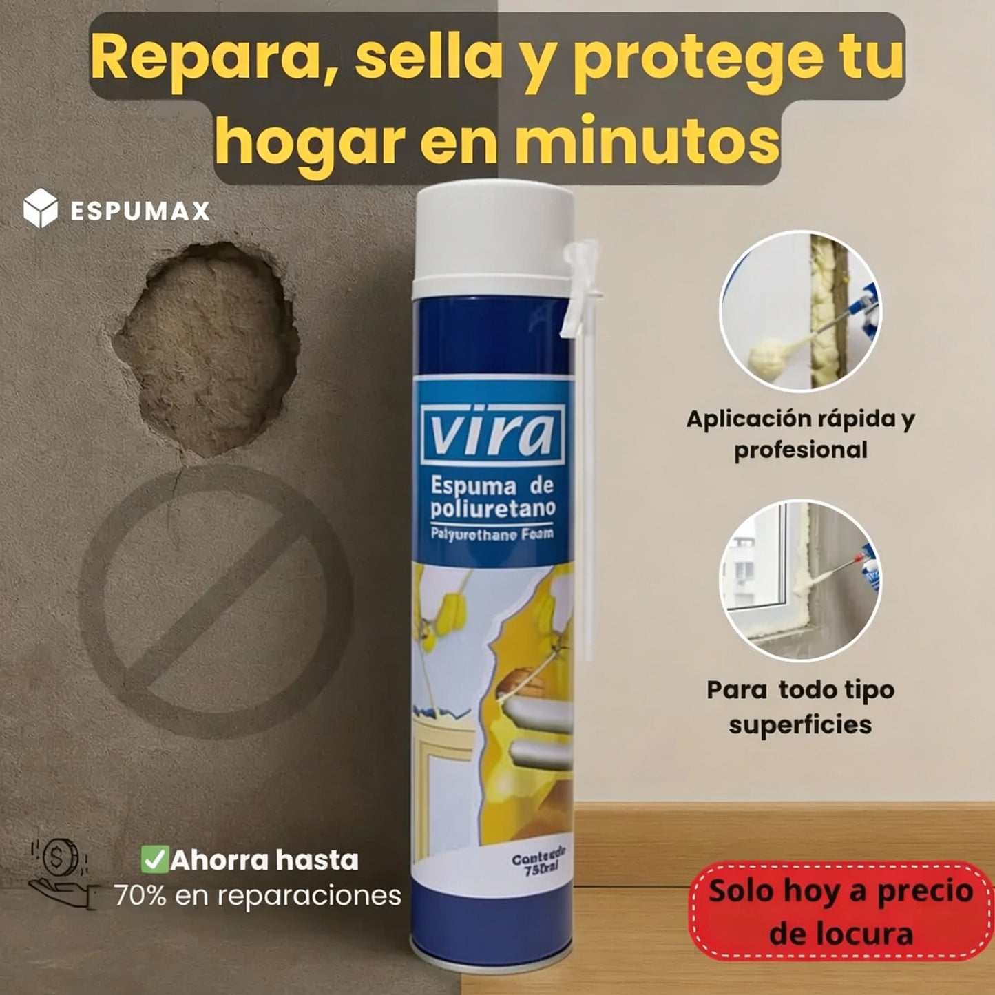 Espuma Expansiva de Poliuretano en Spray - 700ml